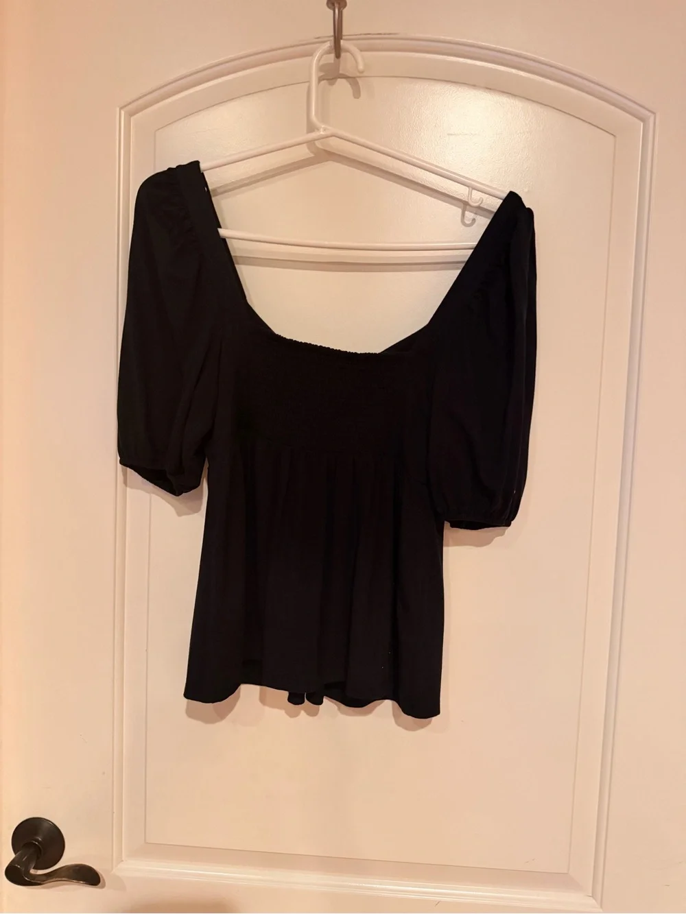Lilly Pulitzer Black Puff Sleeve Square-Neck Top Small EUC